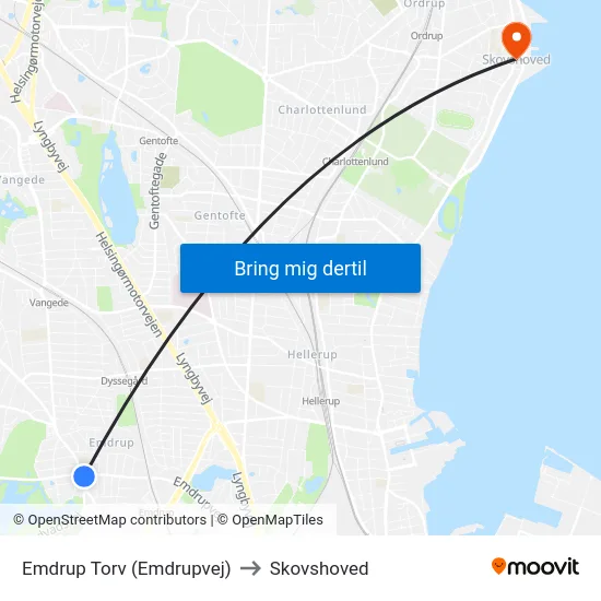Emdrup Torv (Emdrupvej) to Skovshoved map