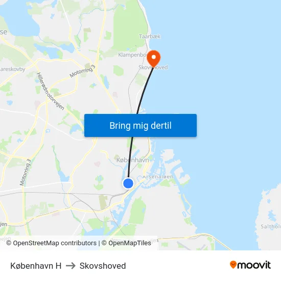 København H to Skovshoved map