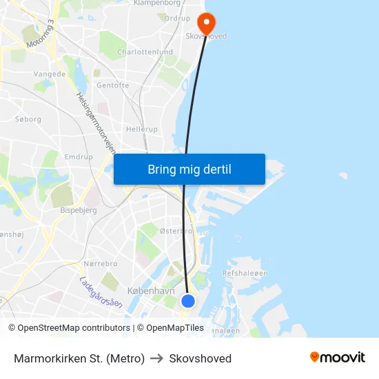 Marmorkirken St. (Metro) to Skovshoved map
