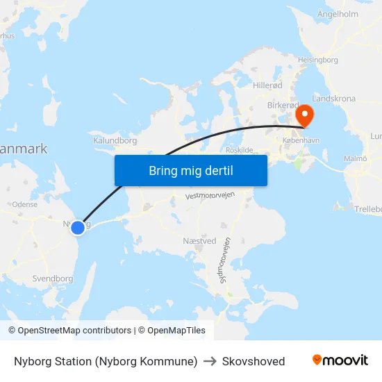 Nyborg Station (Nyborg Kommune) to Skovshoved map