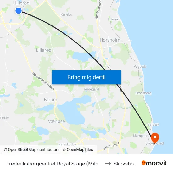 Frederiksborgcentret Royal Stage (Milnersvej) to Skovshoved map