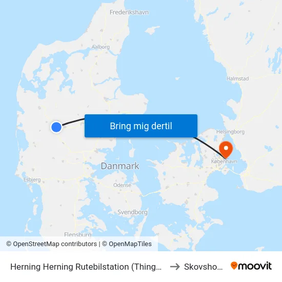 Herning Herning Rutebilstation (Thinggaard) to Skovshoved map