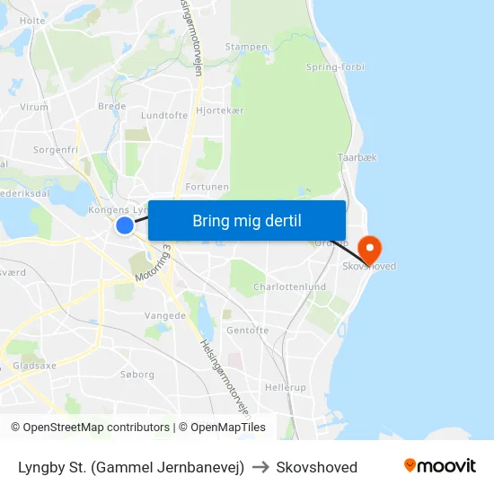 Lyngby St. (Gammel Jernbanevej) to Skovshoved map