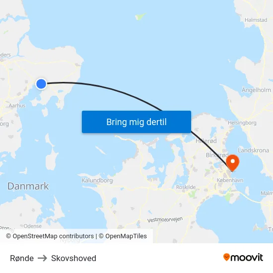 Rønde to Skovshoved map