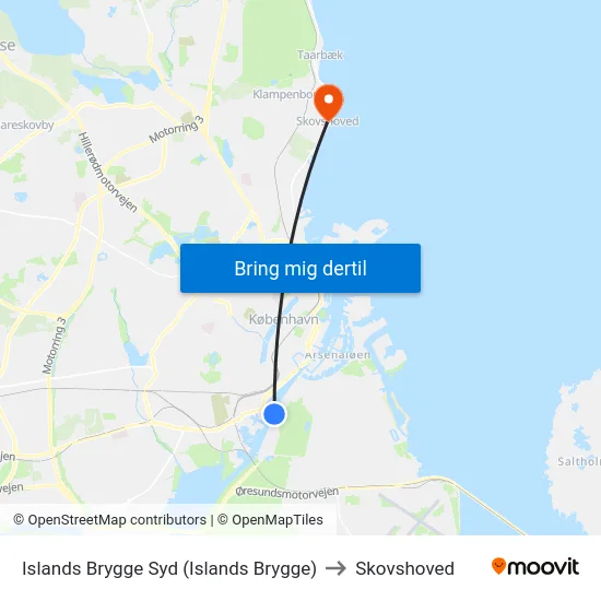 Islands Brygge Syd (Islands Brygge) to Skovshoved map