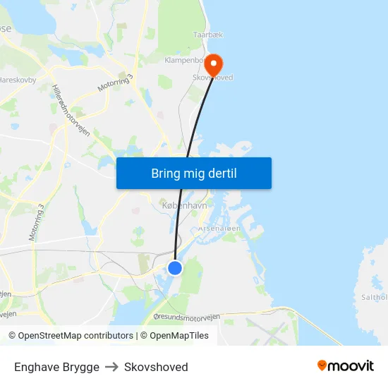 Enghave Brygge to Skovshoved map