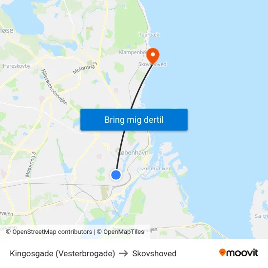Kingosgade (Vesterbrogade) to Skovshoved map
