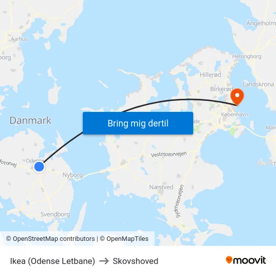Ikea (Odense Letbane) to Skovshoved map