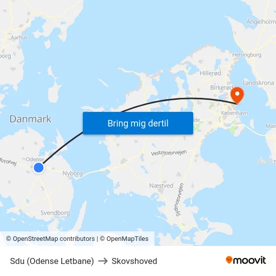 Sdu (Odense Letbane) to Skovshoved map