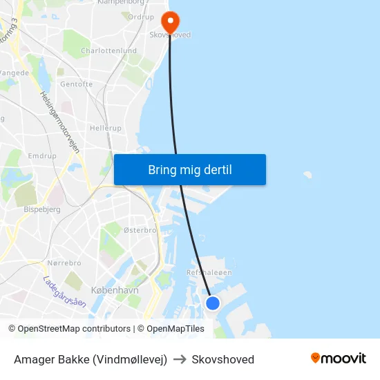 Amager Bakke (Vindmøllevej) to Skovshoved map