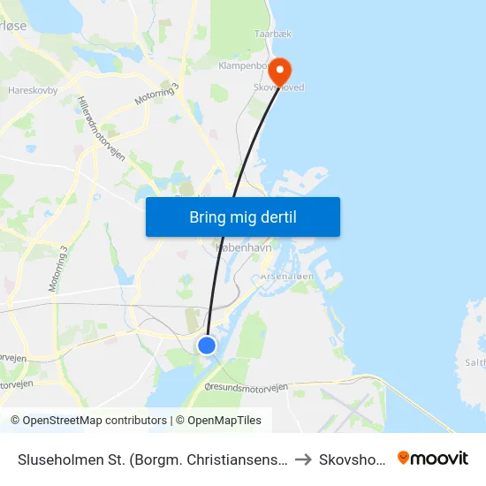 Sluseholmen St. (Borgm. Christiansens Gade) to Skovshoved map