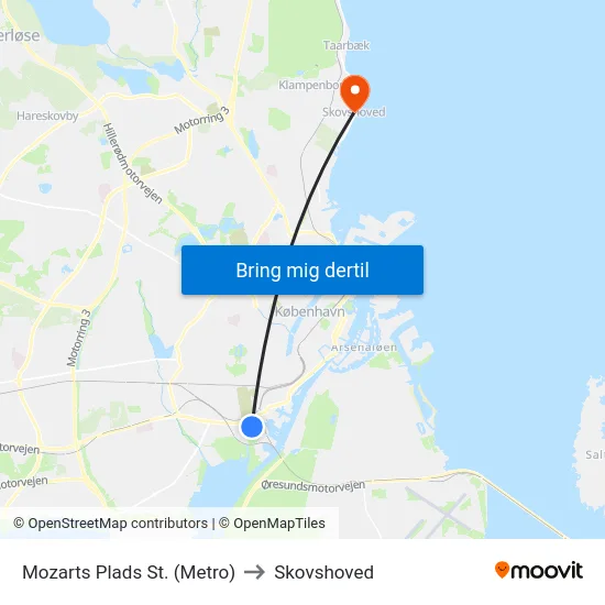 Mozarts Plads St. (Metro) to Skovshoved map