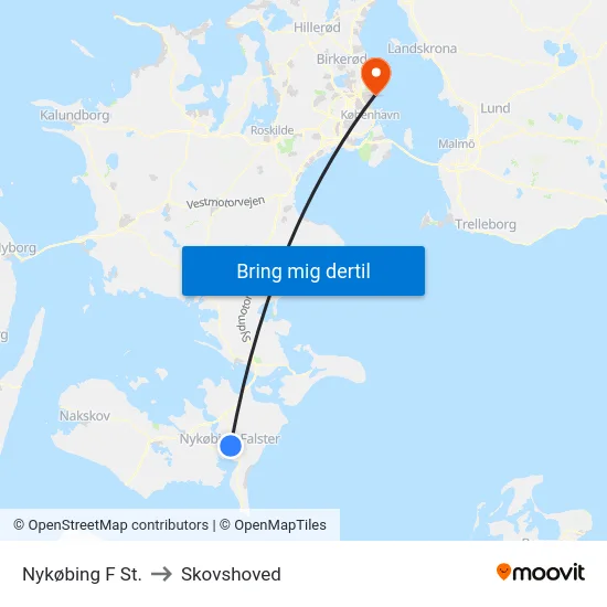 Nykøbing F St. to Skovshoved map