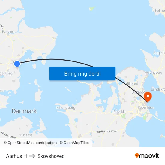Aarhus H to Skovshoved map