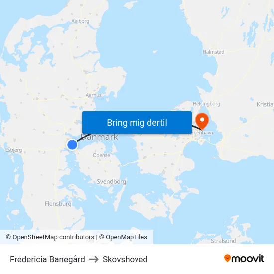 Fredericia Banegård to Skovshoved map