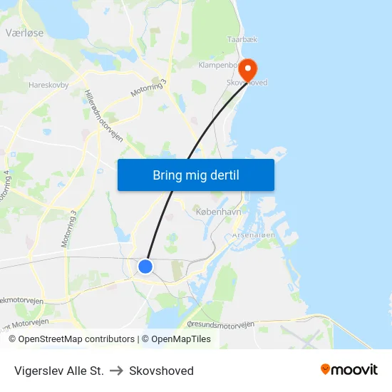 Vigerslev Alle St. to Skovshoved map