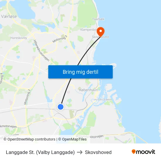 Langgade St. (Valby Langgade) to Skovshoved map