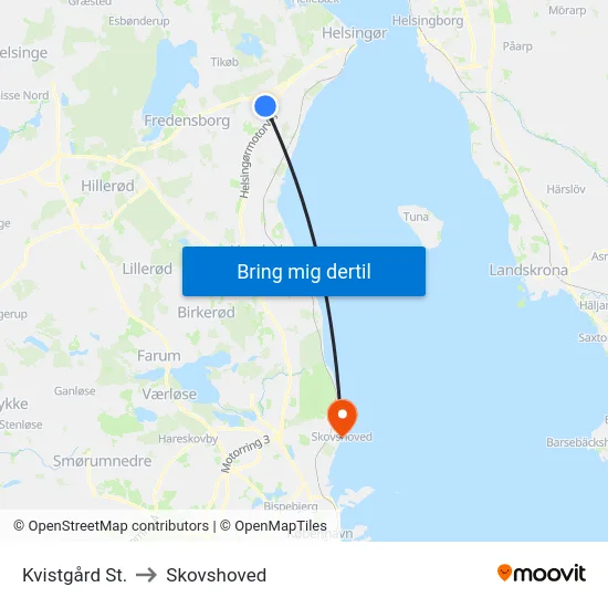 Kvistgård St. to Skovshoved map