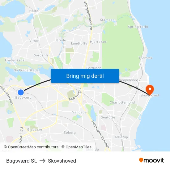 Bagsværd St. to Skovshoved map