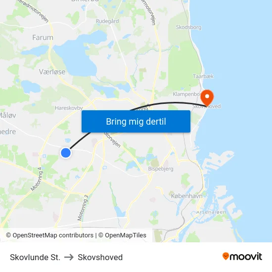 Skovlunde St. to Skovshoved map