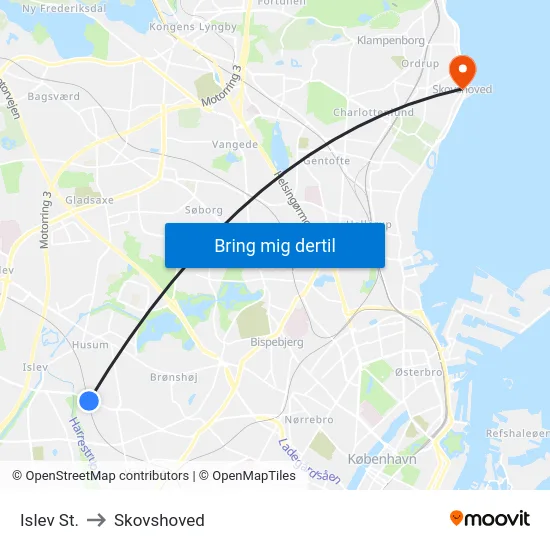 Islev St. to Skovshoved map