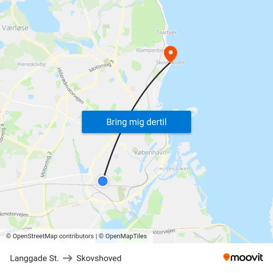Langgade St. to Skovshoved map