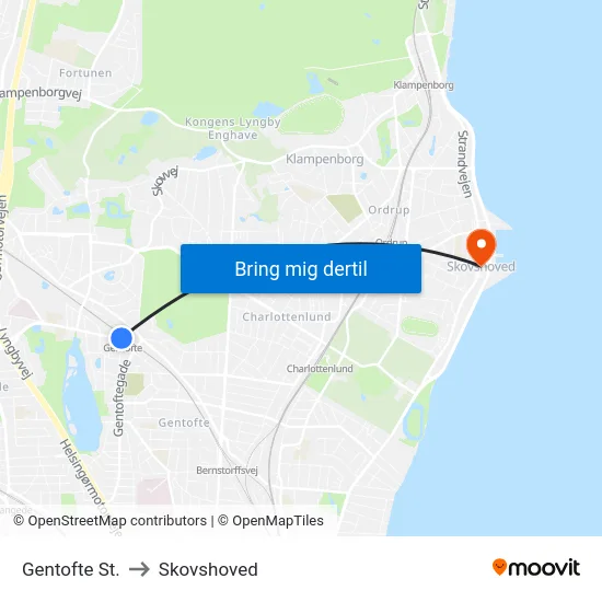 Gentofte St. to Skovshoved map