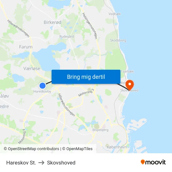 Hareskov St. to Skovshoved map