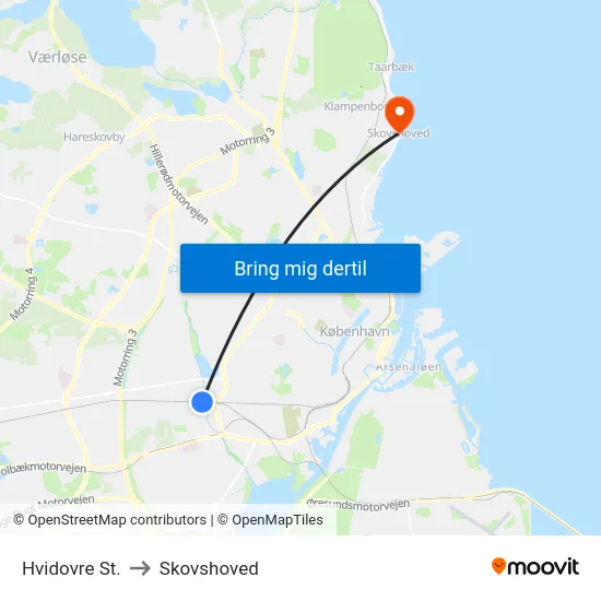 Hvidovre St. to Skovshoved map