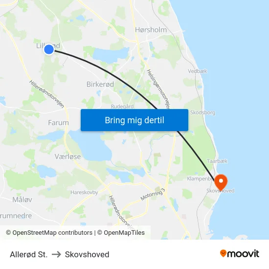 Allerød St. to Skovshoved map
