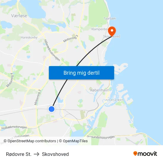 Rødovre St. to Skovshoved map