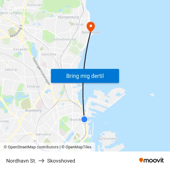 Nordhavn St. to Skovshoved map