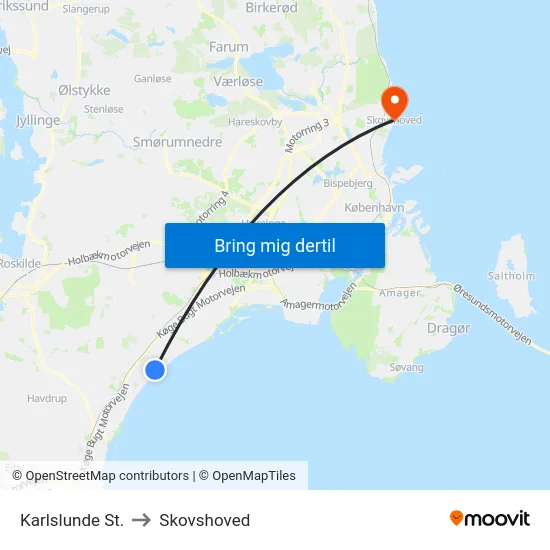 Karlslunde St. to Skovshoved map