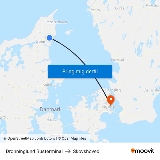 Dronninglund Busterminal to Skovshoved map