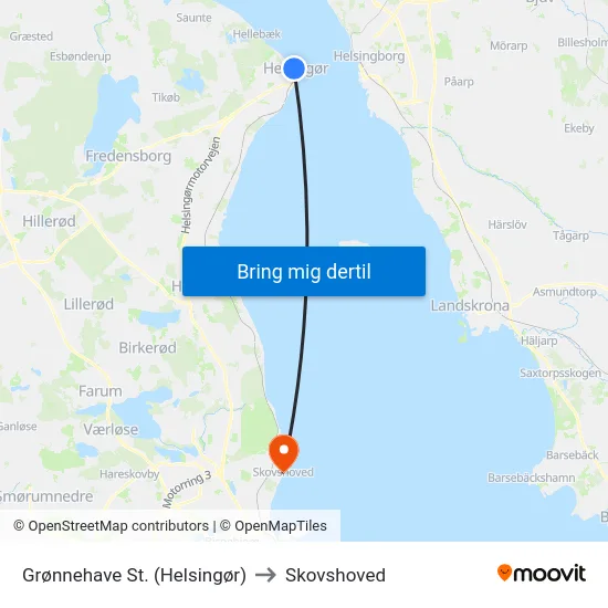 Grønnehave St. (Helsingør) to Skovshoved map