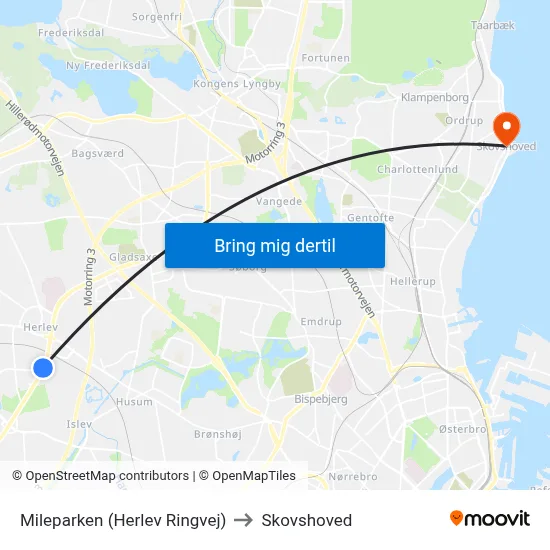 Mileparken (Herlev Ringvej) to Skovshoved map