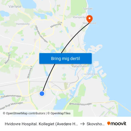 Hvidovre Hospital. Kollegiet (Avedøre Havnevej) to Skovshoved map