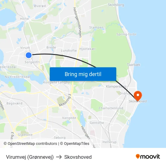 Virumvej (Grønnevej) to Skovshoved map