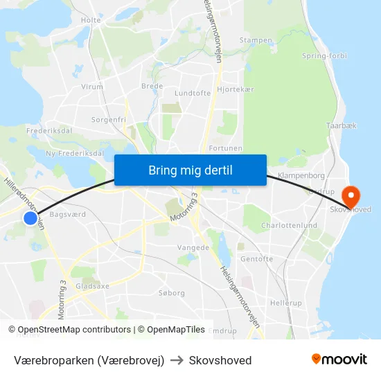 Værebroparken (Værebrovej) to Skovshoved map