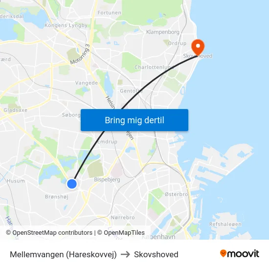 Mellemvangen (Hareskovvej) to Skovshoved map