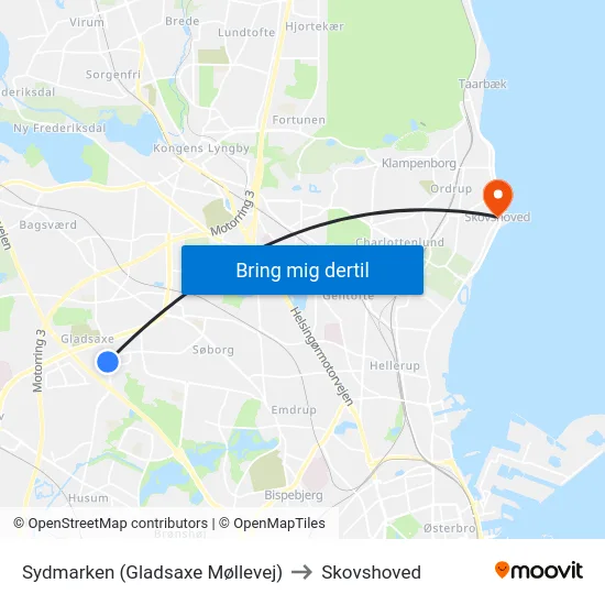 Sydmarken (Gladsaxe Møllevej) to Skovshoved map