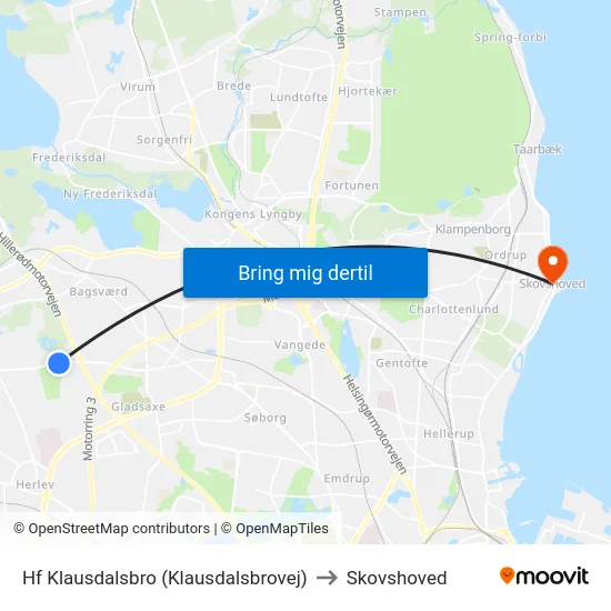 Hf Klausdalsbro (Klausdalsbrovej) to Skovshoved map