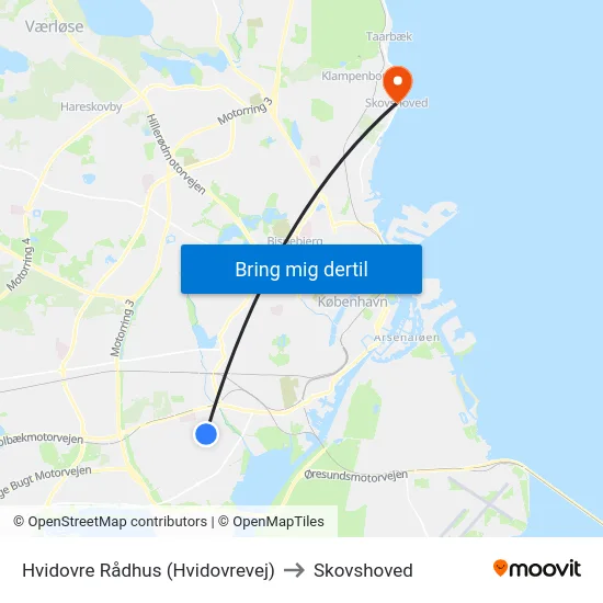 Hvidovre Rådhus (Hvidovrevej) to Skovshoved map