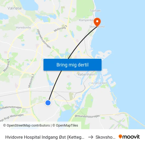 Hvidovre Hospital Indgang Øst (Kettegård Allé) to Skovshoved map