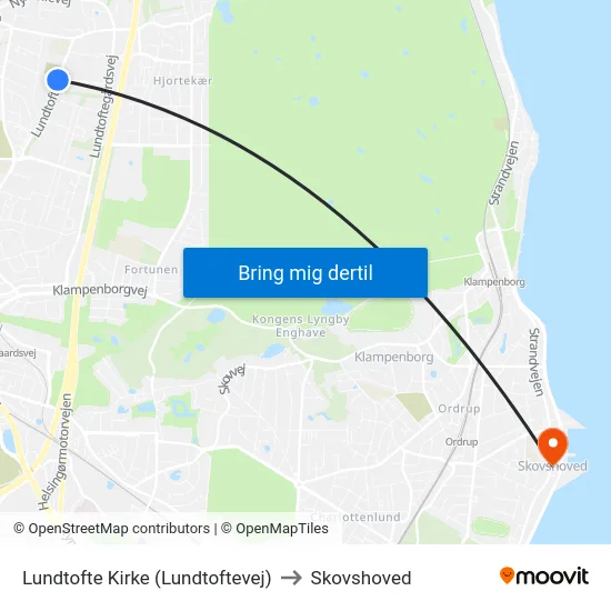 Lundtofte Kirke (Lundtoftevej) to Skovshoved map