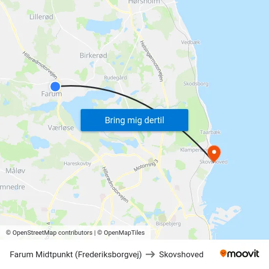 Farum Midtpunkt (Frederiksborgvej) to Skovshoved map