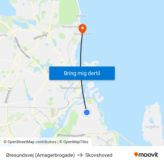 Øresundsvej (Amagerbrogade) to Skovshoved map