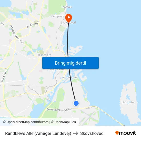 Randkløve Allé (Amager Landevej) to Skovshoved map