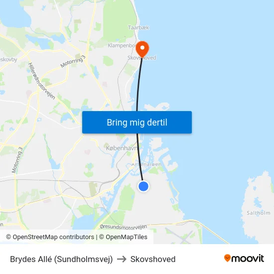 Brydes Allé (Sundholmsvej) to Skovshoved map