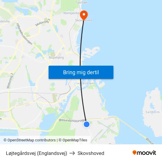 Løjtegårdsvej (Englandsvej) to Skovshoved map